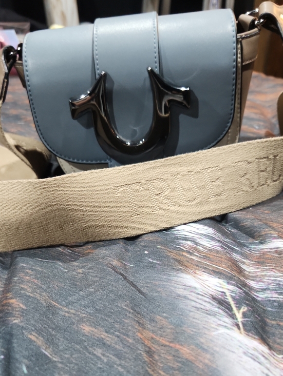 True Religion Handbags - True Religion Blue Crossbody Shoulder Bag with Embellished Closure